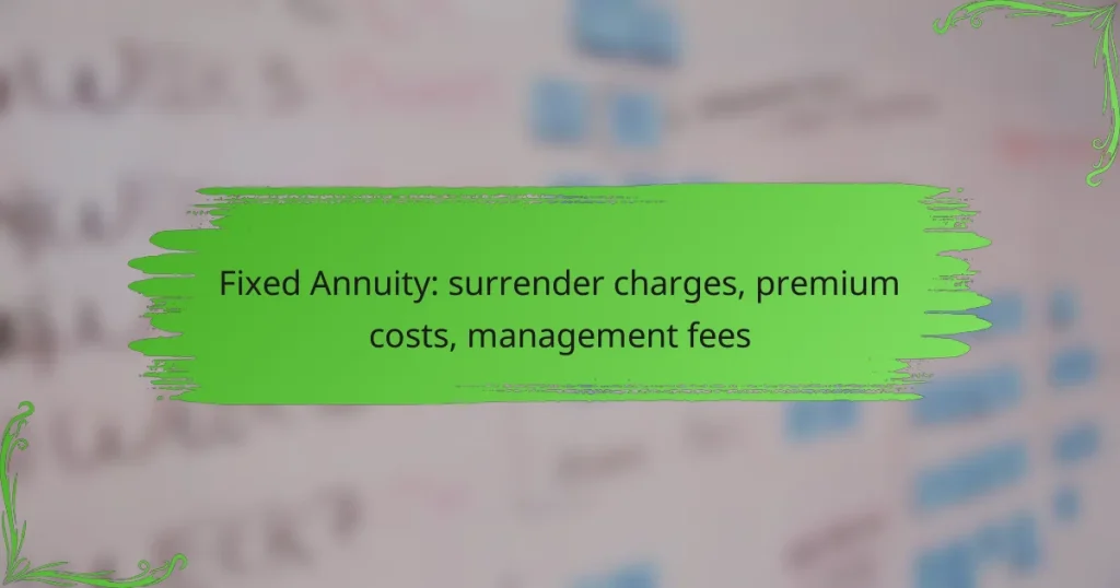 Fixed Annuity: surrender charges, premium costs, management fees