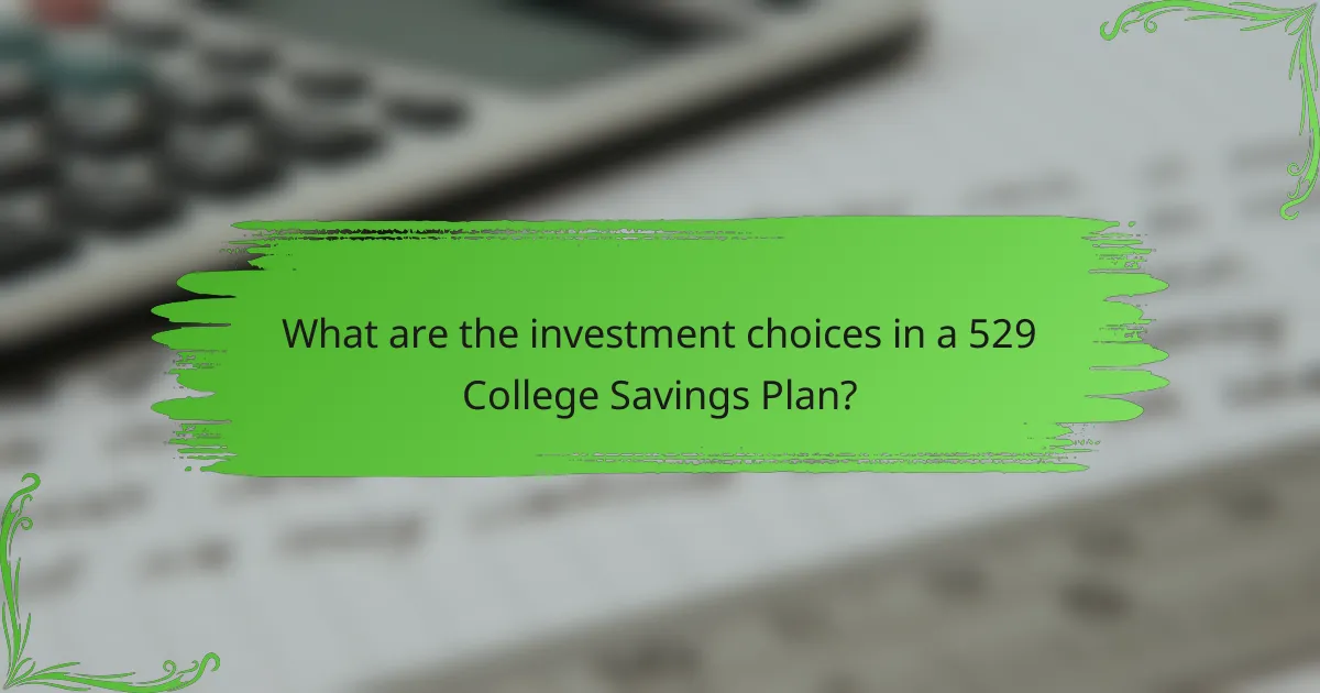 What are the investment choices in a 529 College Savings Plan?