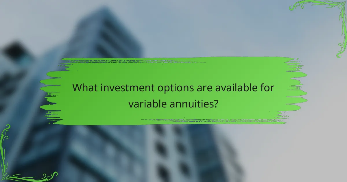 What investment options are available for variable annuities?